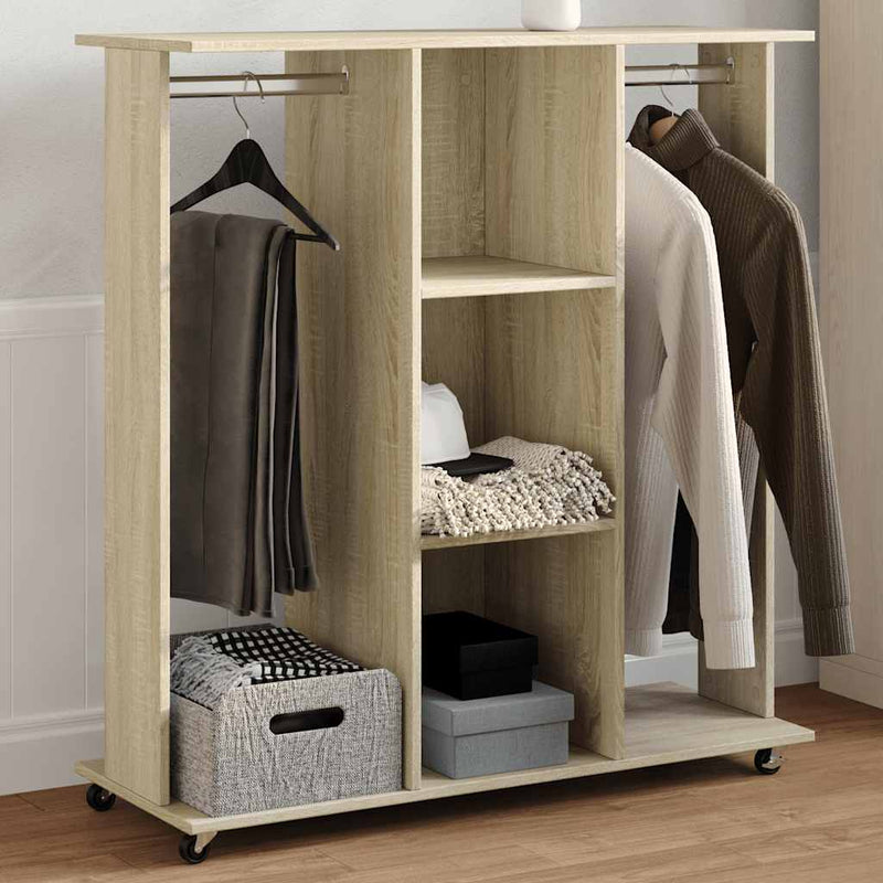 Load image into Gallery viewer, Vidaxl kledingkast met wielen 102x38x110 cm bewerkt hout sonoma eiken