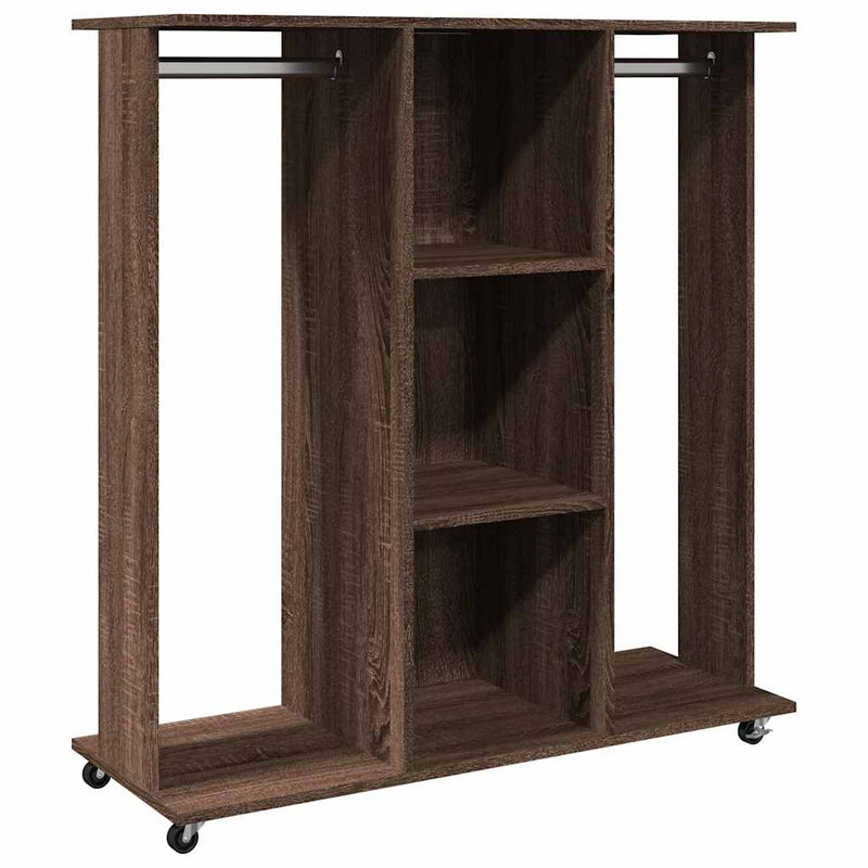 Load image into Gallery viewer, Vidaxl kledingkast met wielen 102x38x110 cm bewerkt hout bruin eiken