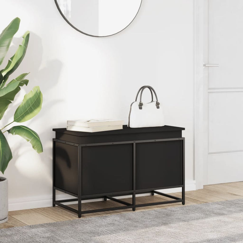 Load image into Gallery viewer, Vidaxl opbergbox met deksel 80x40x51,5 cm bewerkt hout zwart