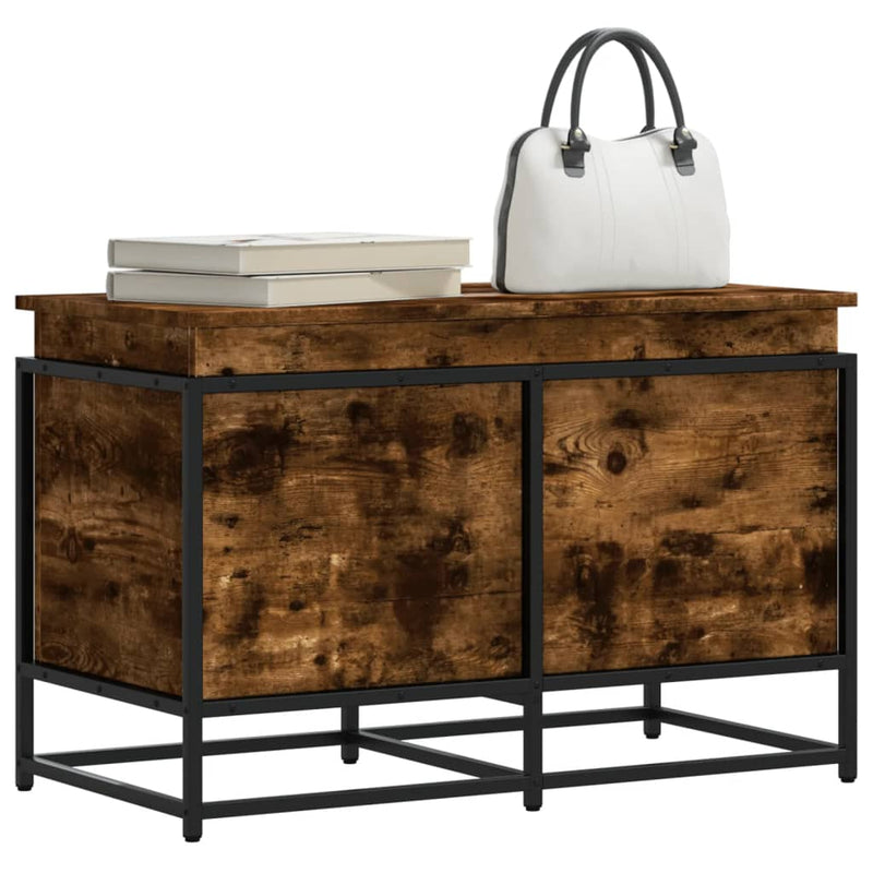 Load image into Gallery viewer, Vidaxl opbergbox met deksel 80x40x51,5 cm bewerkt hout gerookt eiken