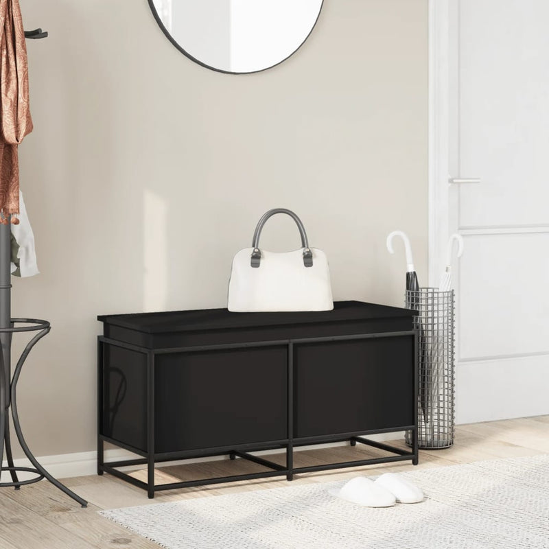 Load image into Gallery viewer, Vidaxl opbergbox met deksel 100x40x51,5 cm bewerkt hout zwart