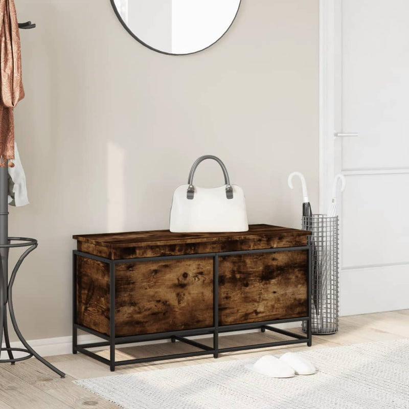 Load image into Gallery viewer, Vidaxl opbergbox met deksel 100x40x51,5 cm bewerkt hout gerookt eiken