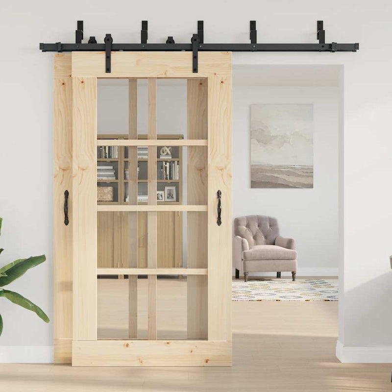 Load image into Gallery viewer, Vidaxl doos met onderdelen voor schuifdeur 213,5 cm staal zwart