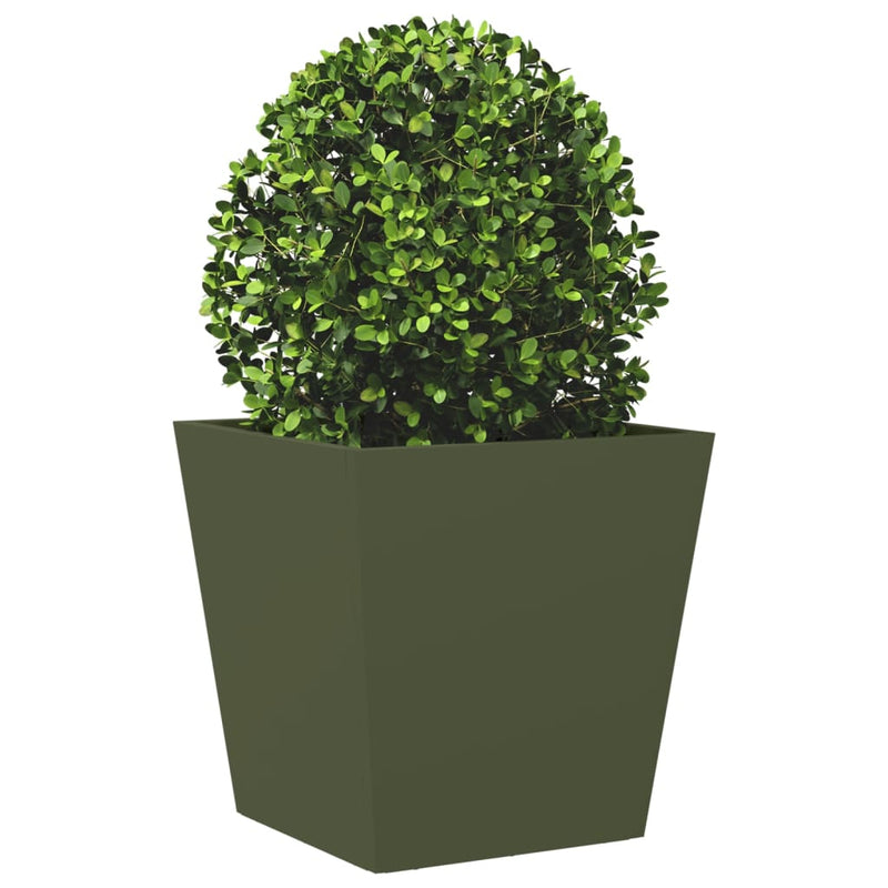 Load image into Gallery viewer, Vidaxl plantenbak 40x40x40 cm staal olijfgroen
