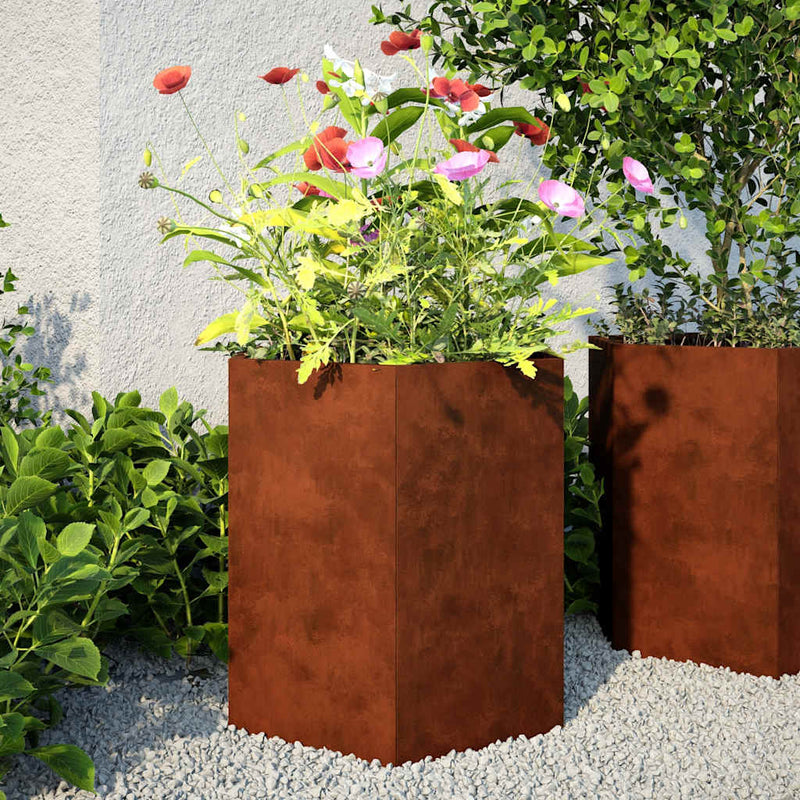 Load image into Gallery viewer, Vidaxl plantenbakken 2 st zeshoek 46x40x45 cm weervast staal