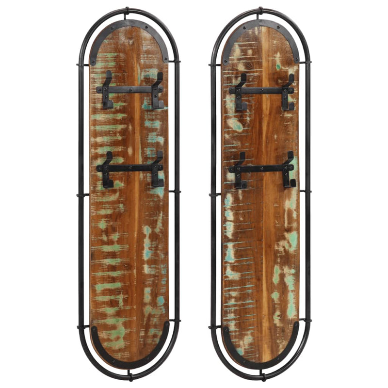 Load image into Gallery viewer, Vidaxl wandkapstokken 2 st met 4 haken massief gerecycled hout