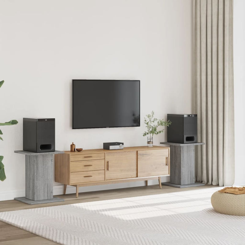 Load image into Gallery viewer, Vidaxl speakerstandaards 2 st 30x30x60 cm bewerkt hout grijs sonoma