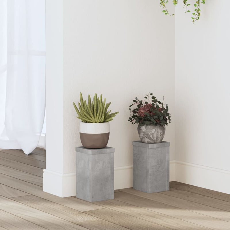Load image into Gallery viewer, Vidaxl plantenstandaards 2 st 10x10x18 cm bewerkt hout betongrijs