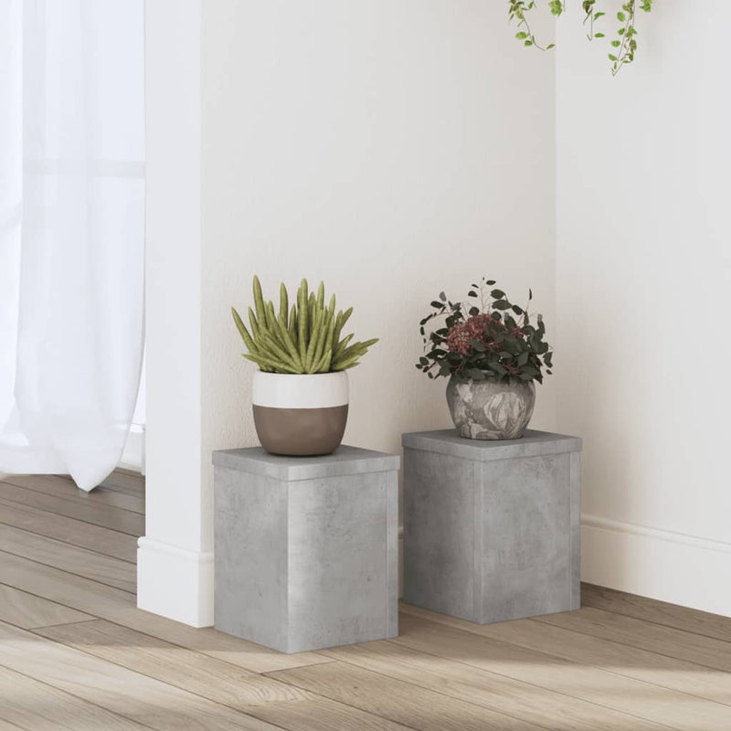 Load image into Gallery viewer, Vidaxl plantenstandaards 2 st 15x15x20 cm bewerkt hout betongrijs