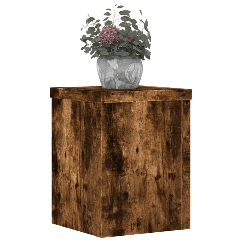 Load image into Gallery viewer, Vidaxl plantenstandaards 2 st 15x15x20 cm bewerkt hout gerookt eiken