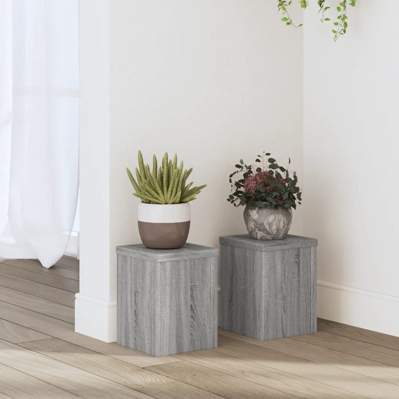 Load image into Gallery viewer, Vidaxl plantenstandaards 2 st 15x15x20 cm bewerkt hout grijs sonoma