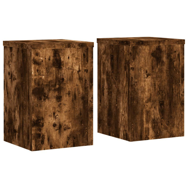 Load image into Gallery viewer, Vidaxl plantenstandaards 2 st 20x20x30 cm bewerkt hout gerookt eiken
