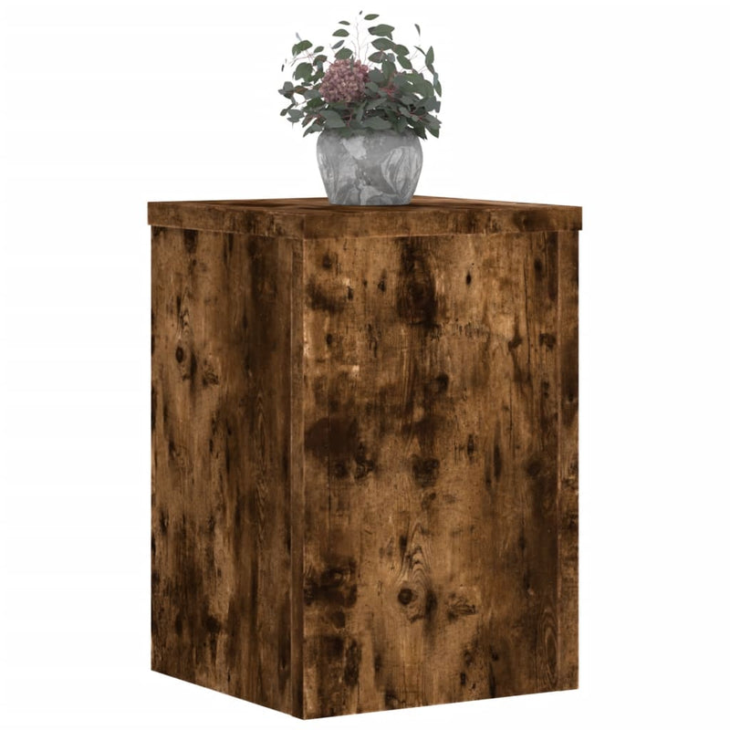 Load image into Gallery viewer, Vidaxl plantenstandaards 2 st 20x20x30 cm bewerkt hout gerookt eiken