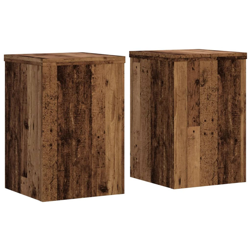 Load image into Gallery viewer, Vidaxl plantenstandaards 2 st 25x25x35 cm bewerkt hout oud houtkleurig