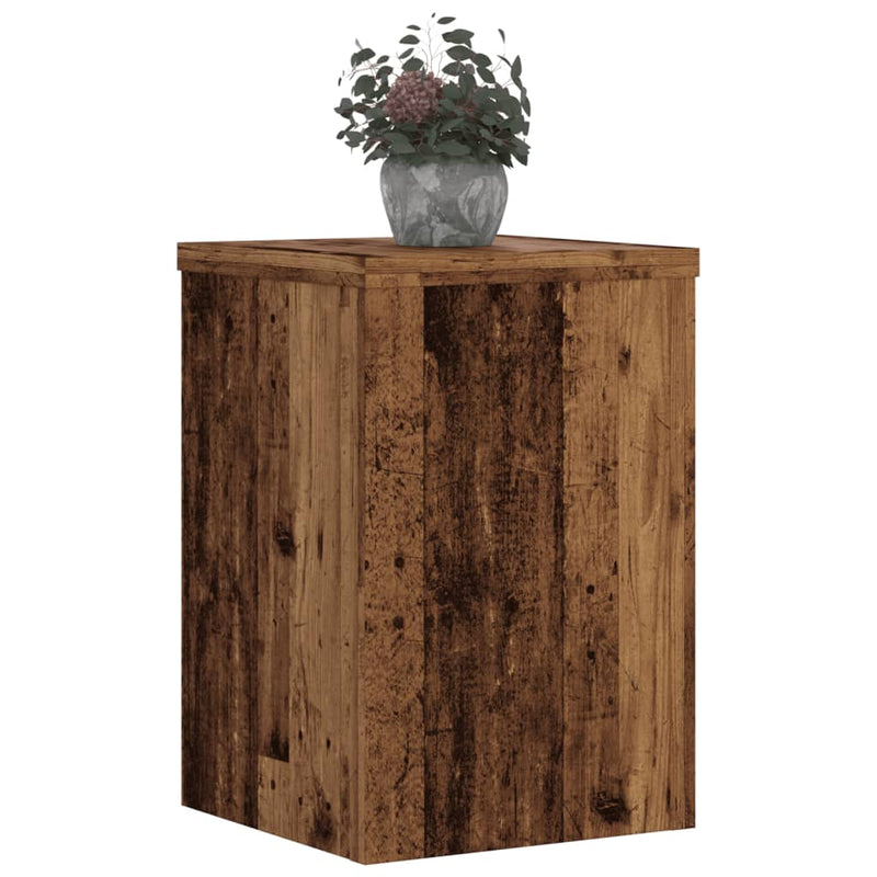 Load image into Gallery viewer, Vidaxl plantenstandaards 2 st 25x25x35 cm bewerkt hout oud houtkleurig
