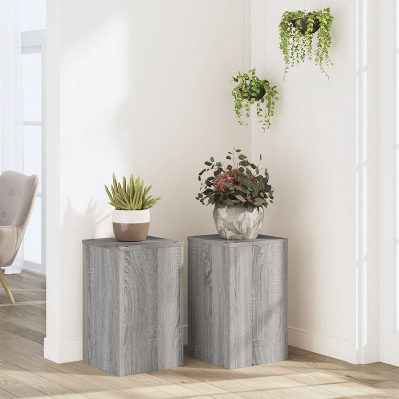 Load image into Gallery viewer, Vidaxl plantenstandaards 2 st 30x30x50 cm bewerkt hout grijs sonoma