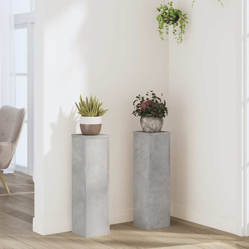 Load image into Gallery viewer, Vidaxl plantenstandaards 2 st 17x17x60 cm bewerkt hout betongrijs