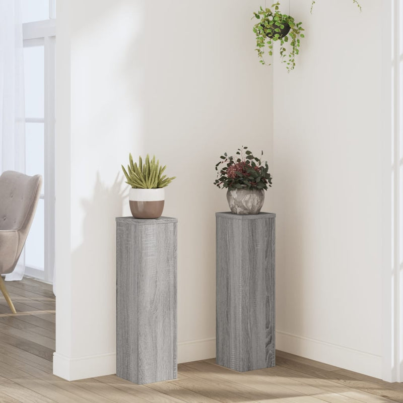 Load image into Gallery viewer, Vidaxl plantenstandaards 2 st 17x17x60 cm bewerkt hout grijs sonoma