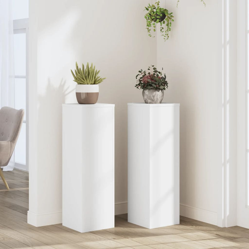 Load image into Gallery viewer, Vidaxl plantenstandaards 2 st 25x25x80 cm bewerkt hout wit