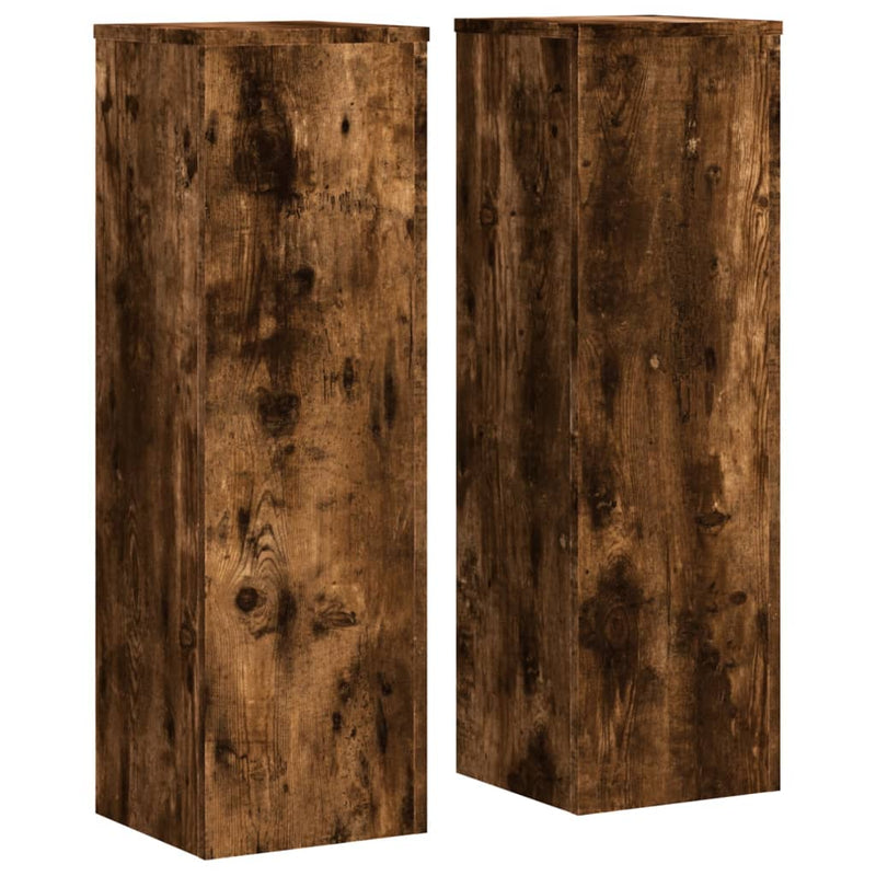 Load image into Gallery viewer, Vidaxl plantenstandaards 2 st 25x25x80 cm bewerkt hout gerookt eiken