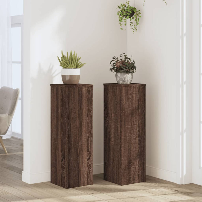 Load image into Gallery viewer, Vidaxl plantenstandaards 2 st 25x25x80 cm bewerkt hout bruin eiken