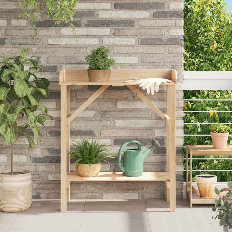 Load image into Gallery viewer, Vidaxl planttafel met plank naturel 75 x 40 x 90 cm stevig vurenhout