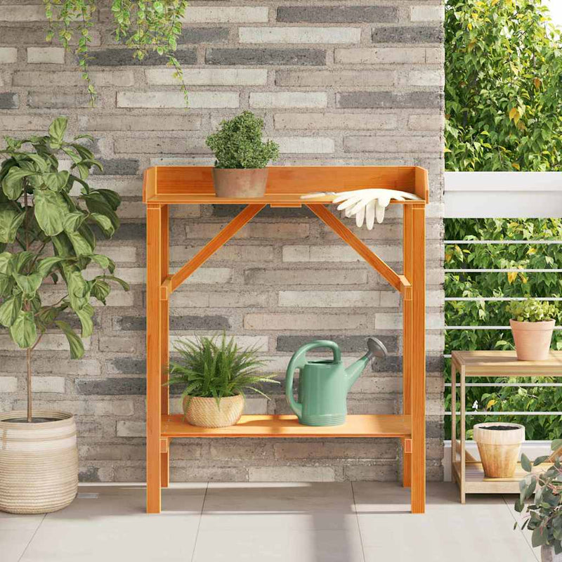 Load image into Gallery viewer, Vidaxl planttafel met plank bruin 75 x 40 x 90 cm massief grenenhout
