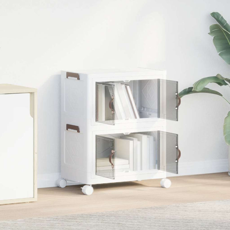 Load image into Gallery viewer, Vidaxl opbergbox stapelbaar met wielen 2-laags 28 l 48,5x29,5x59,5 cm