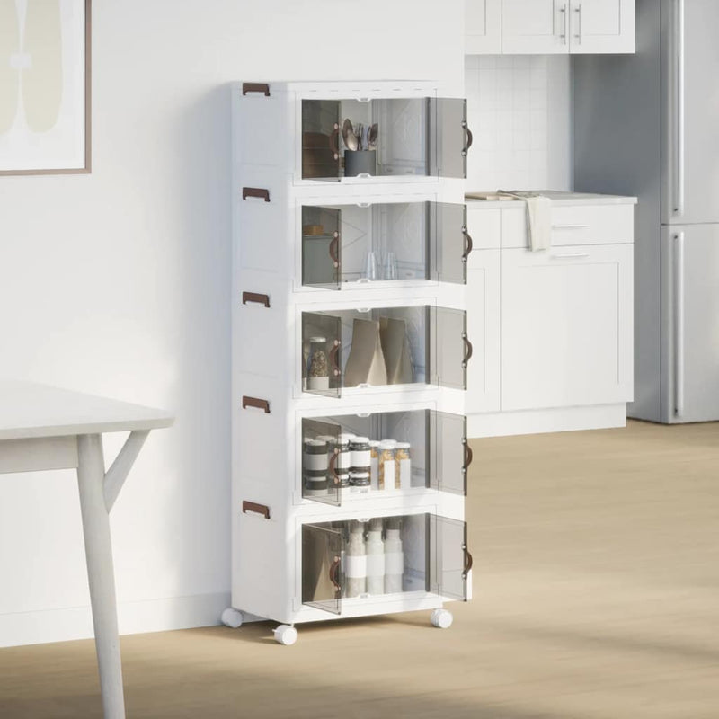 Load image into Gallery viewer, Vidaxl opbergbox stapelbaar met wielen 5-laags 28 l 48,5x29,5x139 cm