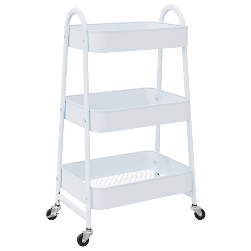 Afbeelding laden in galerijviewer, Vidaxl opbergtrolley 3-laags 42x41,5x77 cm staal wit