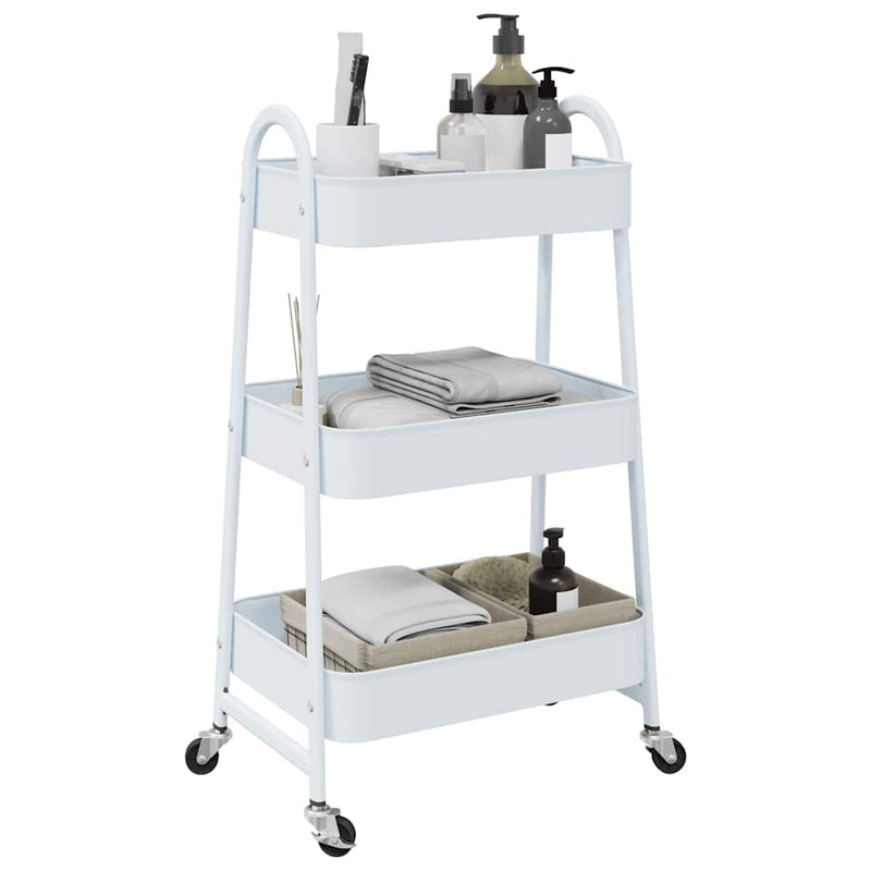 Load image into Gallery viewer, Vidaxl opbergtrolley 3-laags 42x41,5x77 cm staal wit