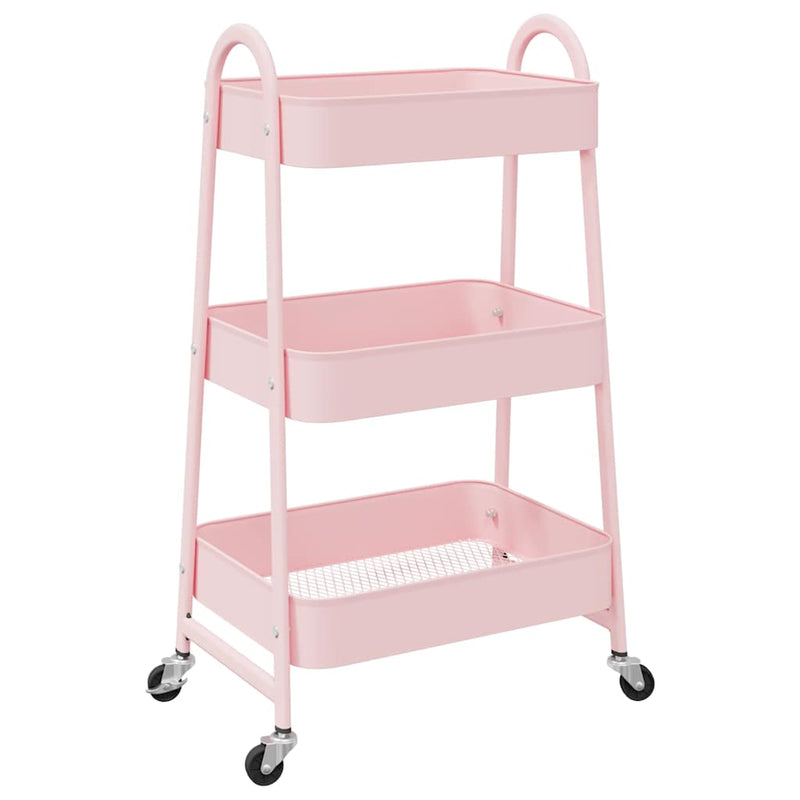 Load image into Gallery viewer, Vidaxl opbergtrolley 3-laags roze 42x41,5x77 cm staal