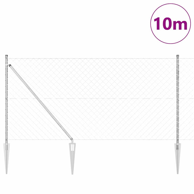 Load image into Gallery viewer, Vidaxl afrasteringspaal zilver 10 x 1 m (60 x 60 mm gaas) staal
