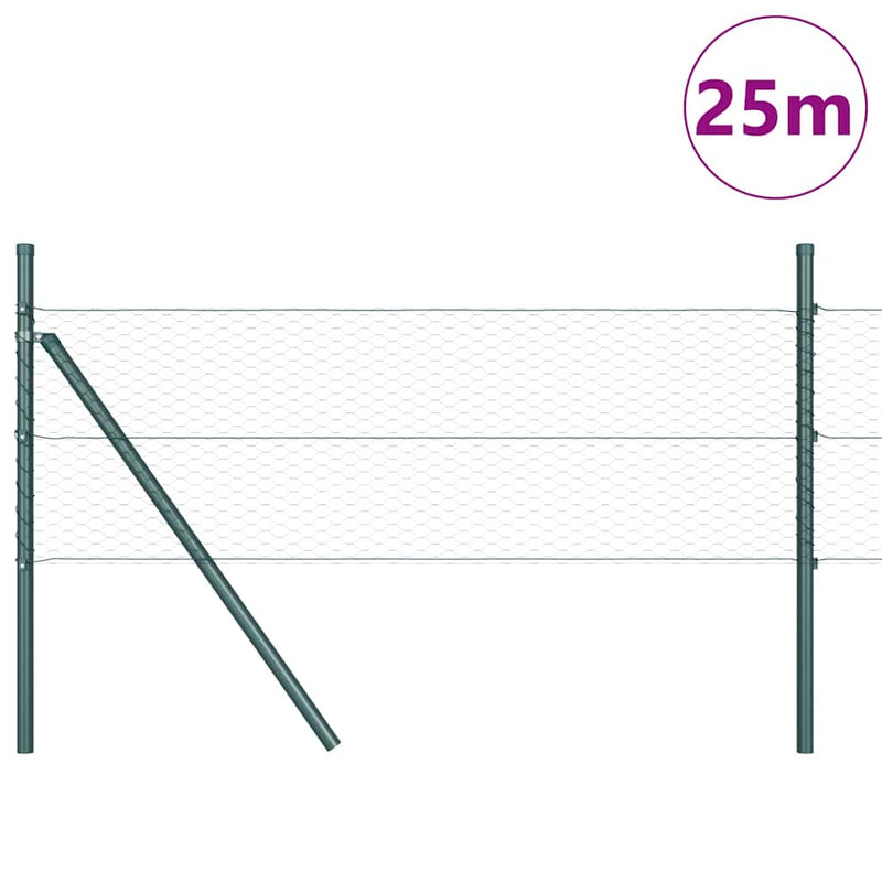Load image into Gallery viewer, Vidaxl afrasteringspaal groen 25 x 0,4 m (25 mm gaas) staal en pvc