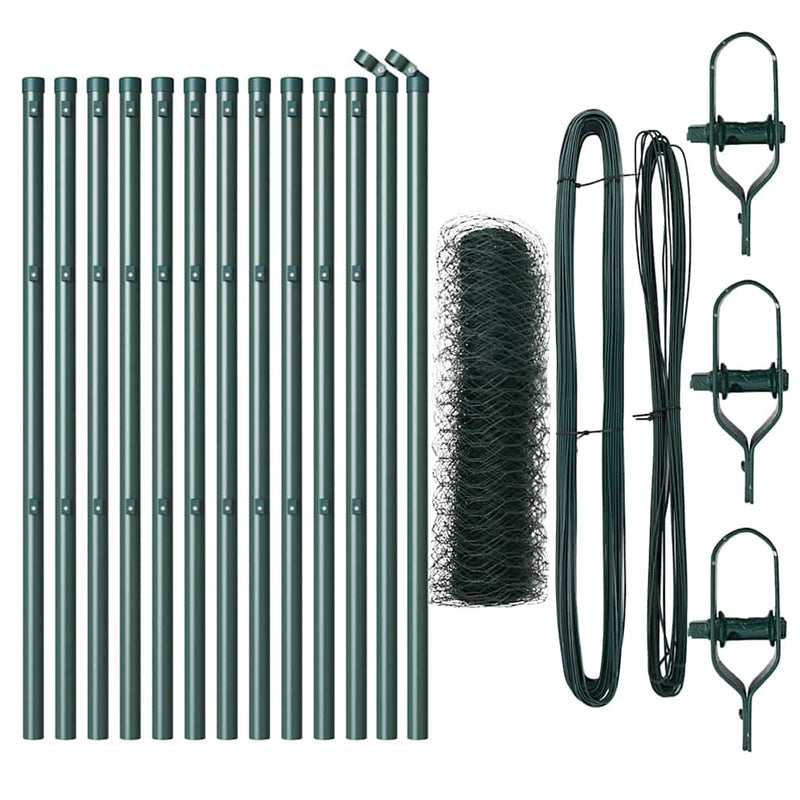 Load image into Gallery viewer, Vidaxl afrasteringspaal groen 25 x 0,8 m (50 mm gaas) staal en pvc