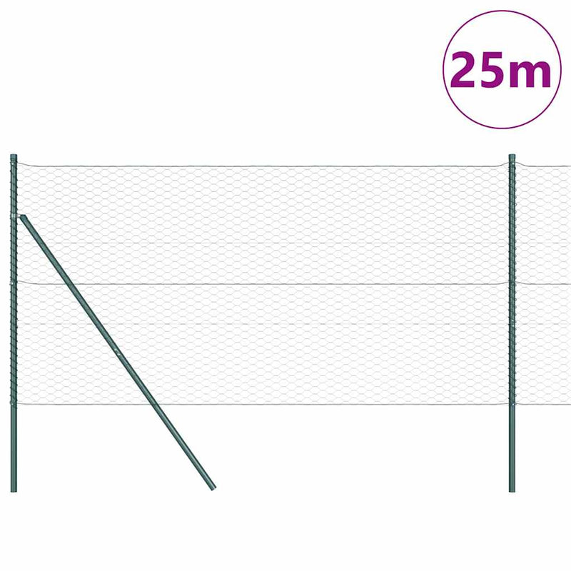 Load image into Gallery viewer, Vidaxl afrasteringspaal groen 25 x 1,4 m (36 mm gaas) staal en pvc
