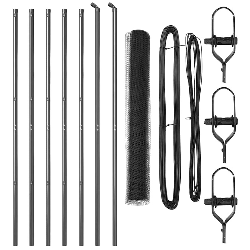 Load image into Gallery viewer, Vidaxl afrasteringspaal grijs 10 x 1 m (25 mm gaas) staal en pvc