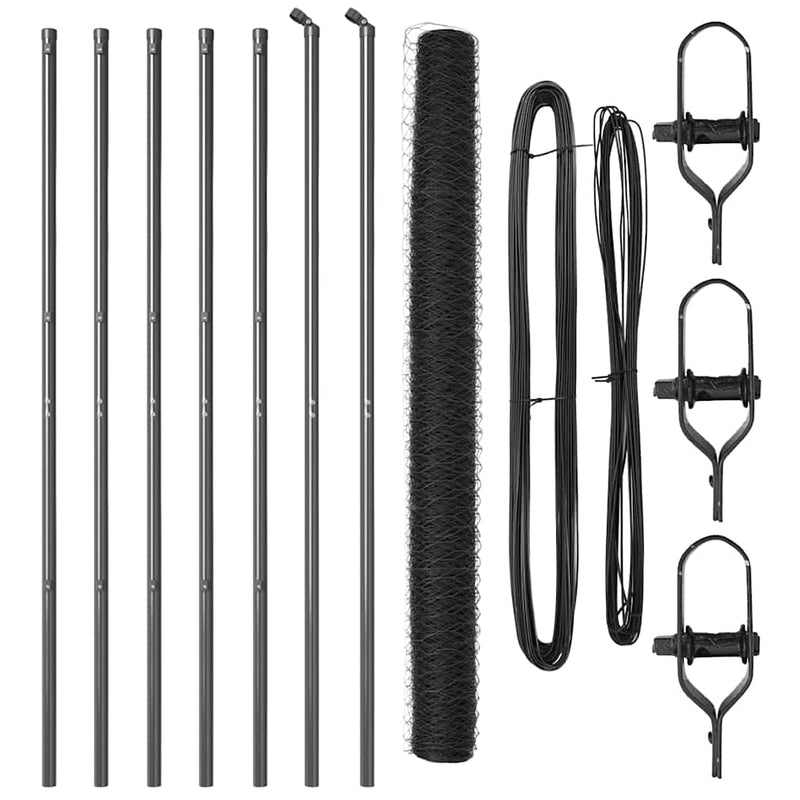 Load image into Gallery viewer, Vidaxl afrasteringspaal grijs 10 x 1,6 m (50 mm gaas) staal en pvc