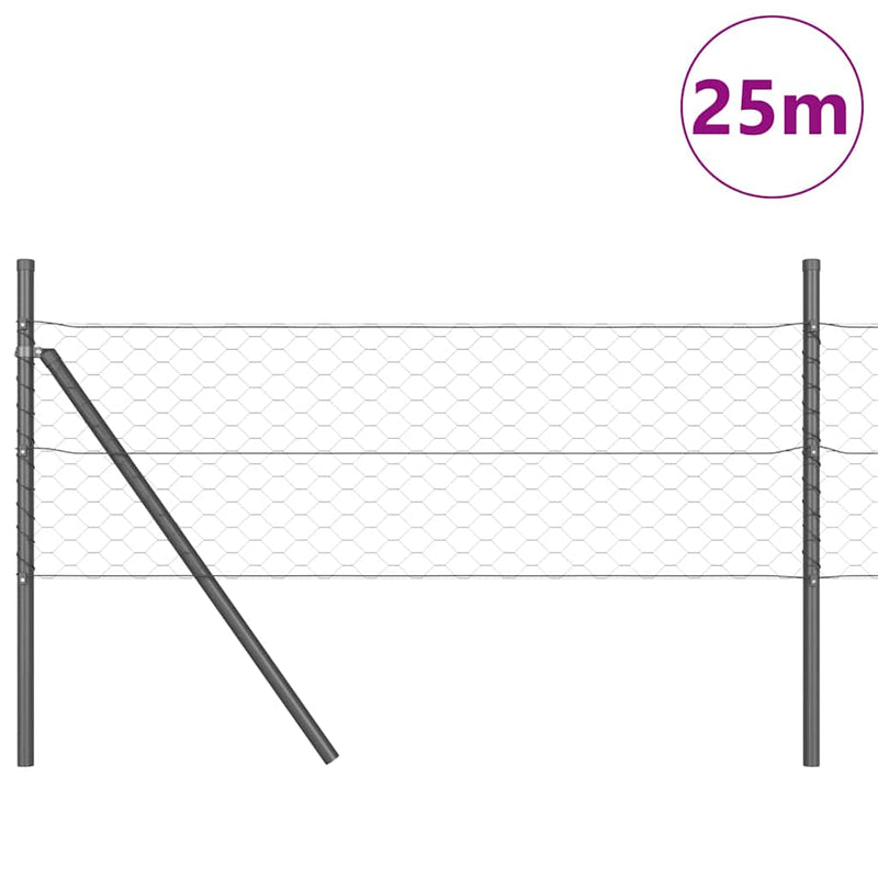 Load image into Gallery viewer, Vidaxl afrasteringspaal grijs 25 x 0,4 m (50 mm gaas) staal en pvc