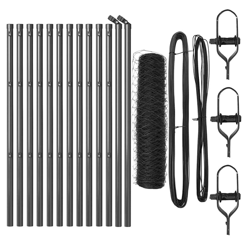 Load image into Gallery viewer, Vidaxl afrasteringspaal grijs 25 x 0,6 m (50 mm gaas) staal en pvc