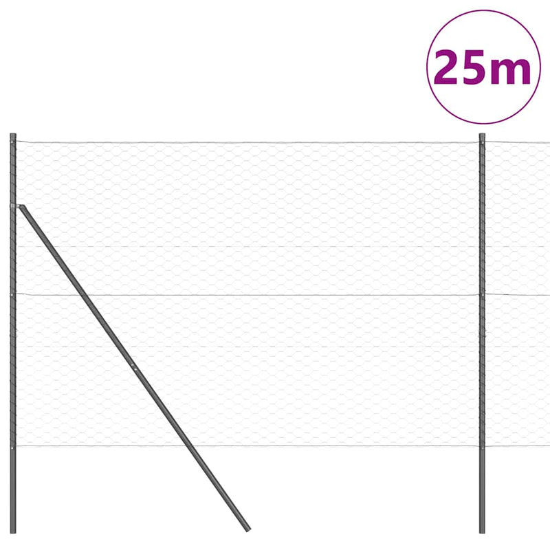 Load image into Gallery viewer, Vidaxl afrasteringspaal grijs 25 x 1,6 m (50 mm gaas) staal en pvc