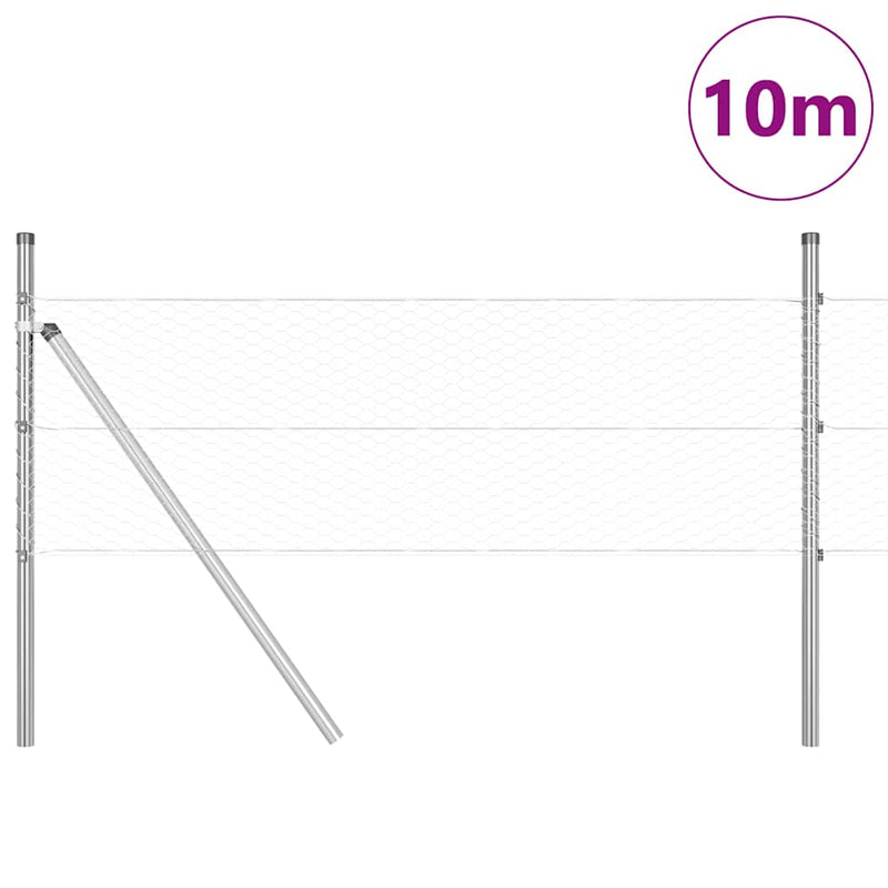 Load image into Gallery viewer, Vidaxl afrasteringspaal zilver 10 x 0,8 m (25 mm gaas) staal