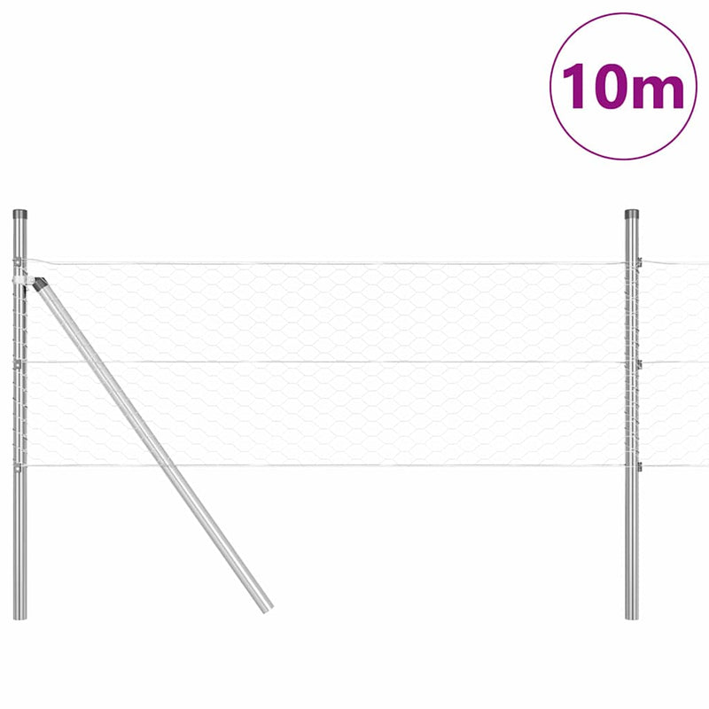 Load image into Gallery viewer, Vidaxl afrasteringspaal zilver 10 x 0,8 m (36 mm gaas) staal