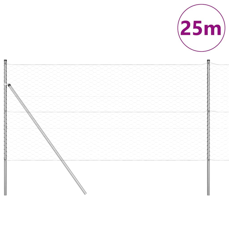 Load image into Gallery viewer, Vidaxl afrasteringspaal zilver 25 x 1 m (50 mm gaas) staal