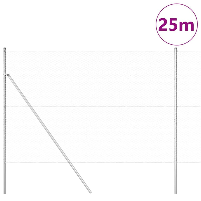 Load image into Gallery viewer, Vidaxl afrasteringspaal zilver 25 x 1,5 m (25 mm gaas) staal