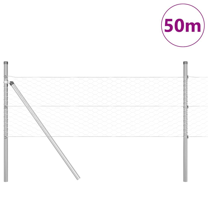 Load image into Gallery viewer, Vidaxl afrasteringspaal zilver 50 x 0,4 m (36 mm gaas) staal
