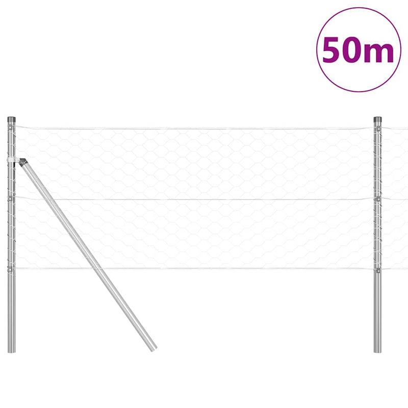 Load image into Gallery viewer, Vidaxl afrasteringspaal zilver 50 x 0,6 m (50 mm gaas) staal