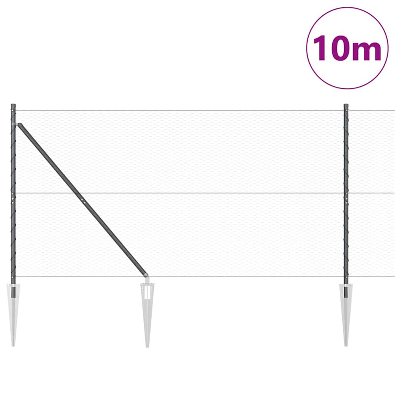 Load image into Gallery viewer, Vidaxl afrasteringspaal grijs 10 x 1,4 m (25 mm gaas) staal en pvc