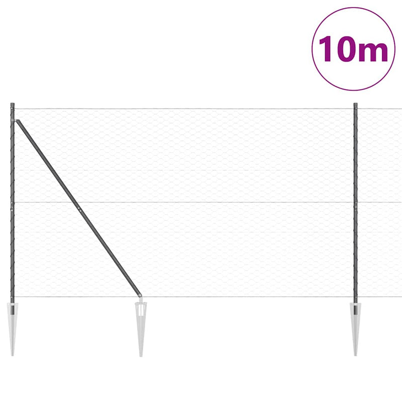 Load image into Gallery viewer, Vidaxl afrasteringspaal grijs 10 x 1,5 m (50 mm gaas) staal en pvc