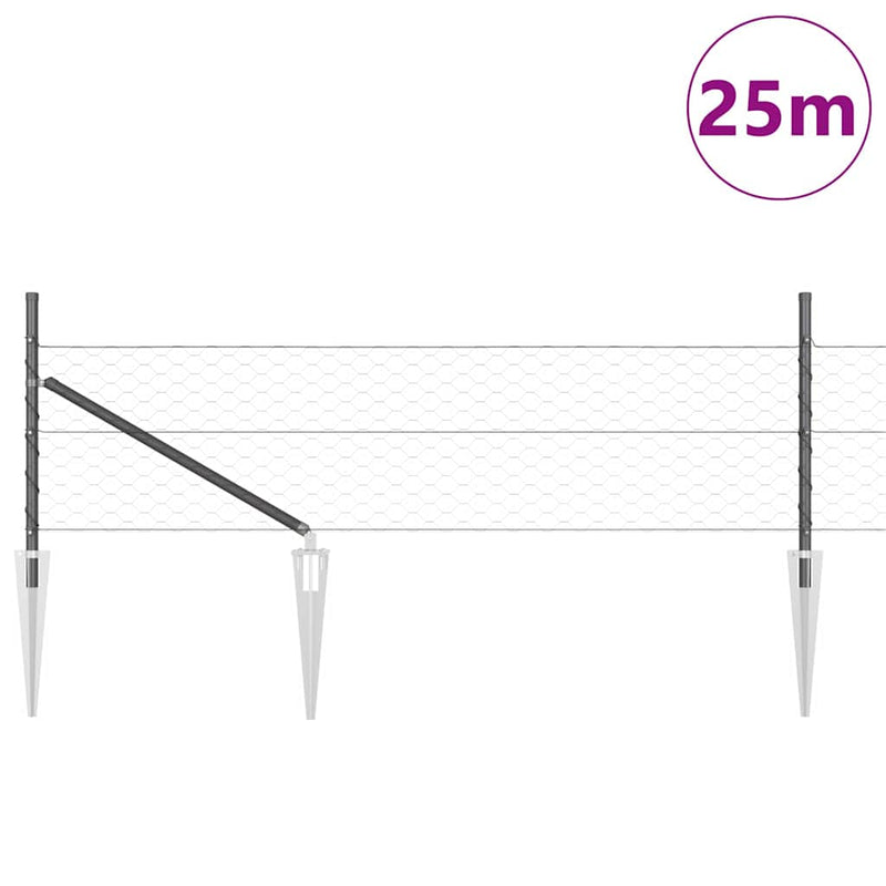 Load image into Gallery viewer, Vidaxl afrasteringspaal grijs 25 x 0,8 m (50 mm gaas) staal en pvc